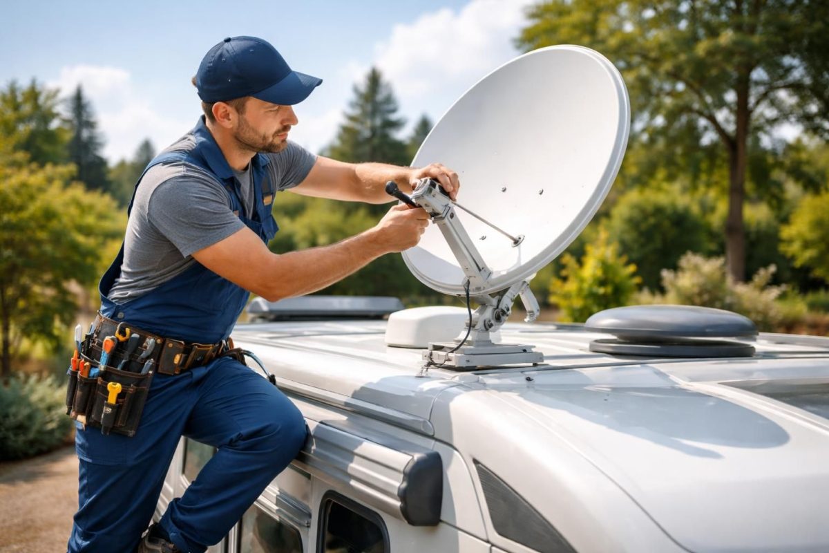 service rapide et professionnel de réparation de paraboles pour camping-cars, garantissant une réception optimale de vos chaînes préférées en voyage.